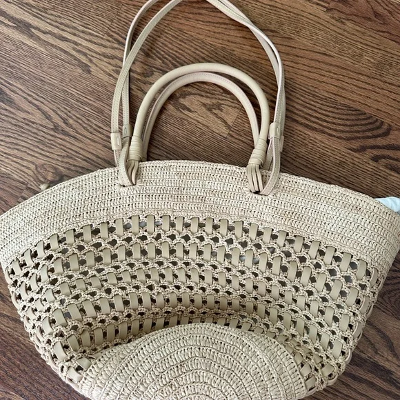Sezane Justine Basket Bag Raffia leather sand - Picture 4 of 7